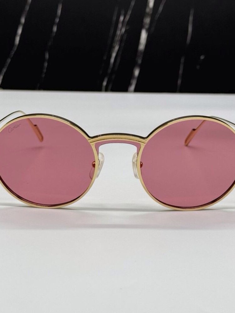 New Cartier Ct0274s 003 Cartier GoldRed Titanium Women Cartier Sunglasses